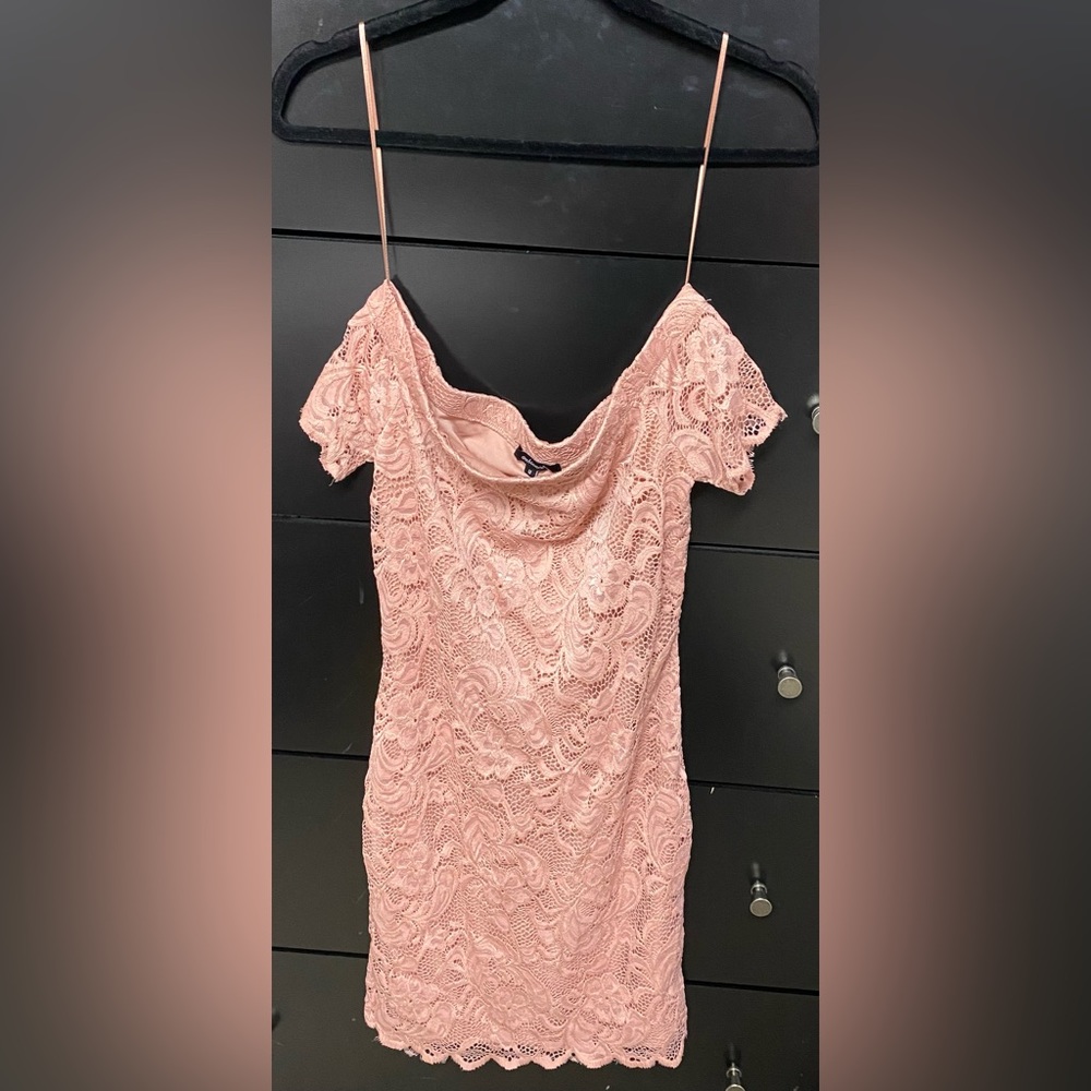 Pink lace off shoulder Charlotte Russe dress